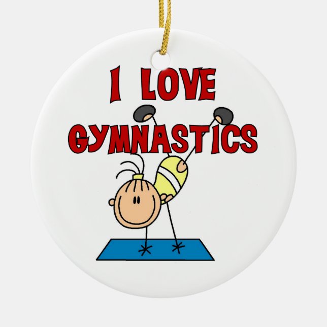 Girl I Love Gymnastics Ceramic Tree Decoration (Front)