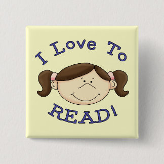 Girl I Love to Read Tshirts and Gifts 15 Cm Square Badge