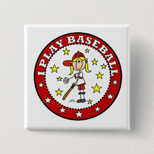 Girl I Play Baseball T shirts and Gifts 15 Cm Square Badge