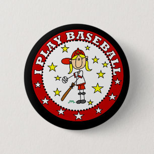 Girl I Play Baseball T shirts and Gifts 6 Cm Round Badge