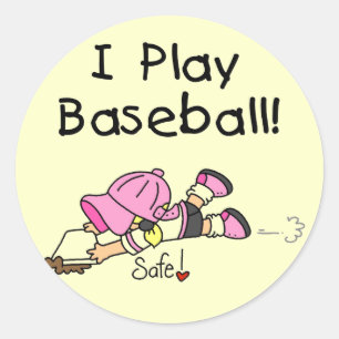 Girl I Play Baseball Tshirts and Gifts Classic Round Sticker