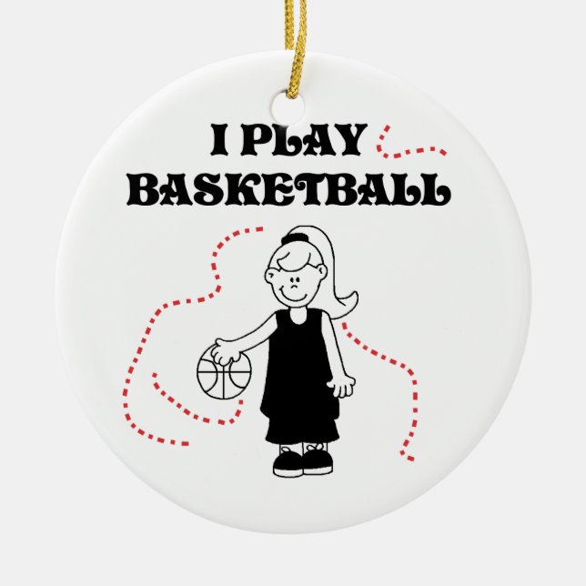 Girl I Play Basketball T-shirts and Gifts Ceramic Tree Decoration (Front)