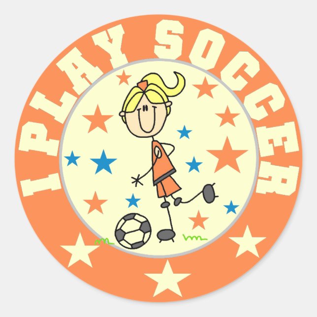 Girl I Play Soccer T-shirts and Gifts Classic Round Sticker (Front)