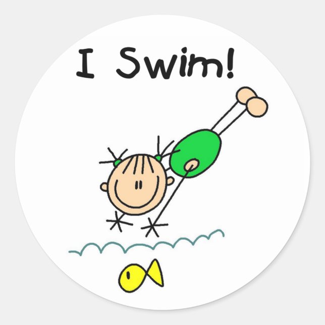 Girl I Swim T-shirts and Gifts Classic Round Sticker (Front)