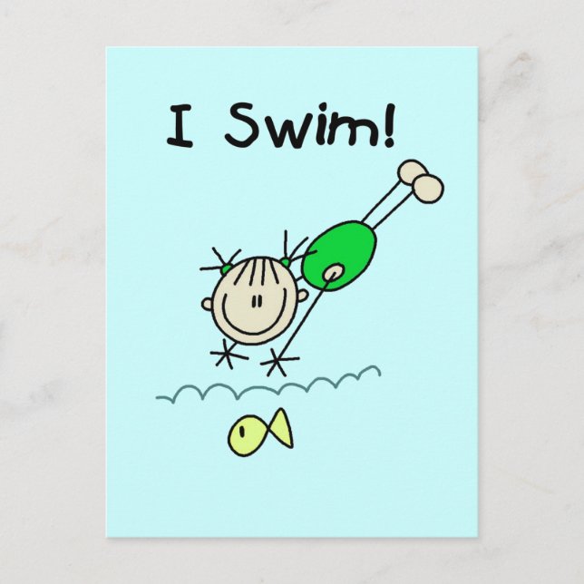 Girl I Swim T-shirts and Gifts Postcard (Front)