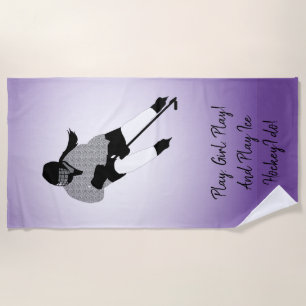 Girl Ice Hockey Player Beach Towel