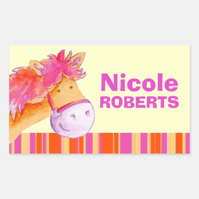 Girl id full name purple orange pony horse sticker (Front)
