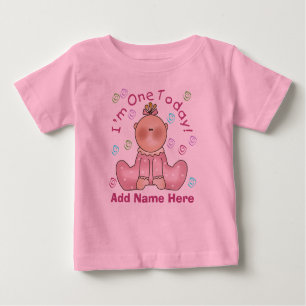GIrl I'm One Today Personalised Birthday Tshirt