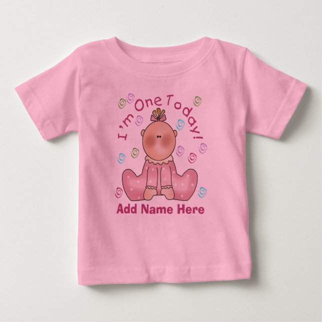 GIrl I'm One Today Personalised Birthday Tshirt (Front)