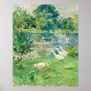 Girl in a Boat with Geese by Berthe Morisot Poster