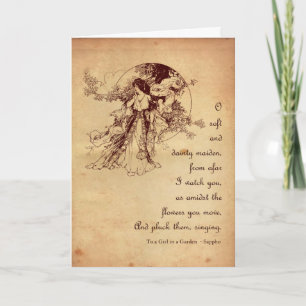 Girl in a Garden Valentine Holiday Card