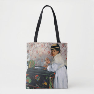 Girl in a Hat, Edgar Degas Tote Bag