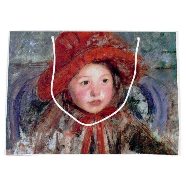 Girl in a Large Red Hat, Mary Cassatt Large Gift Bag (Front)