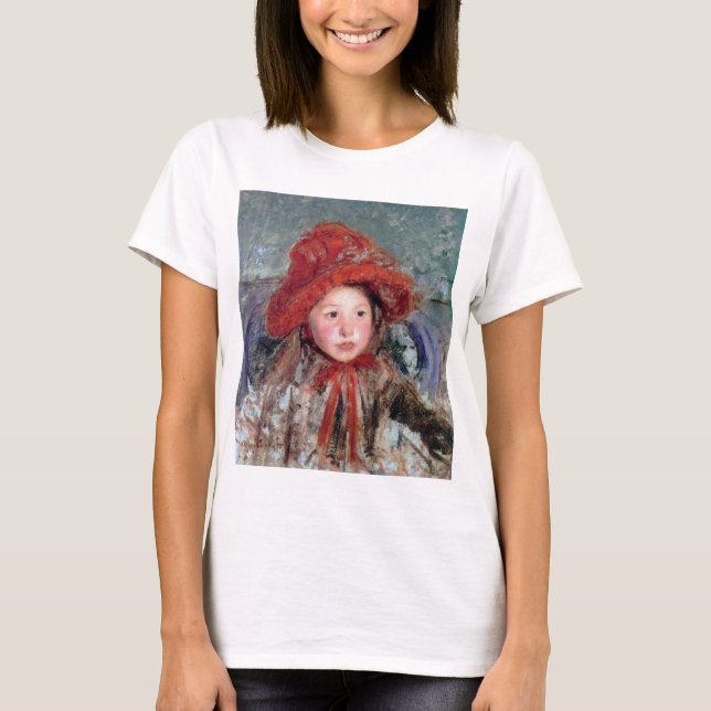 Girl in a Large Red Hat, Mary Cassatt T-Shirt (Front)
