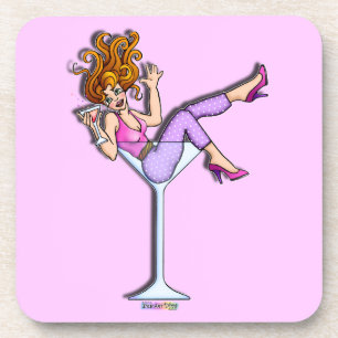 Girl In A Martini Glass 1 - Red - Coaster