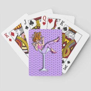 GIRL IN A MARTINI GLASS (lav) PLAYING CARDS