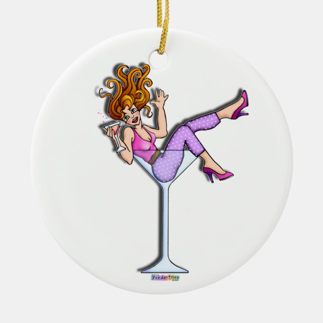 Girl in a Martini Glass Ornament - Lil Red (Front)