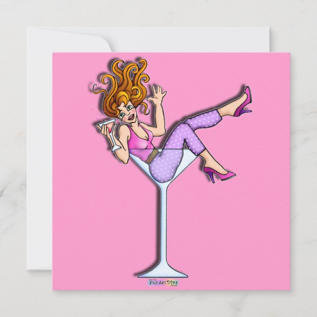 GIRL IN A MARTINI GLASS (Red) PARTY INVITATION (Front)