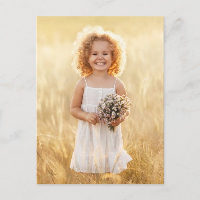 Girl in a Meadow with a Bouquet of Wildflowers Postcard (Front)