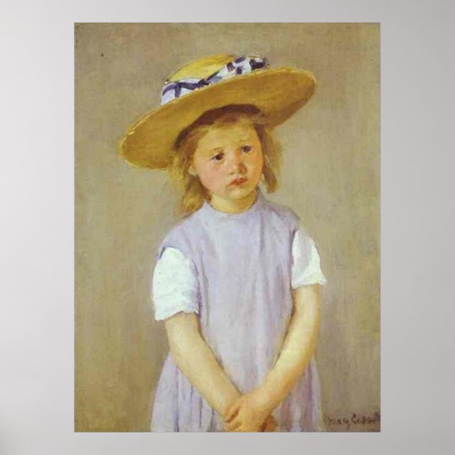 Girl in A Straw Hat, Mary Cassatt Poster (Front)