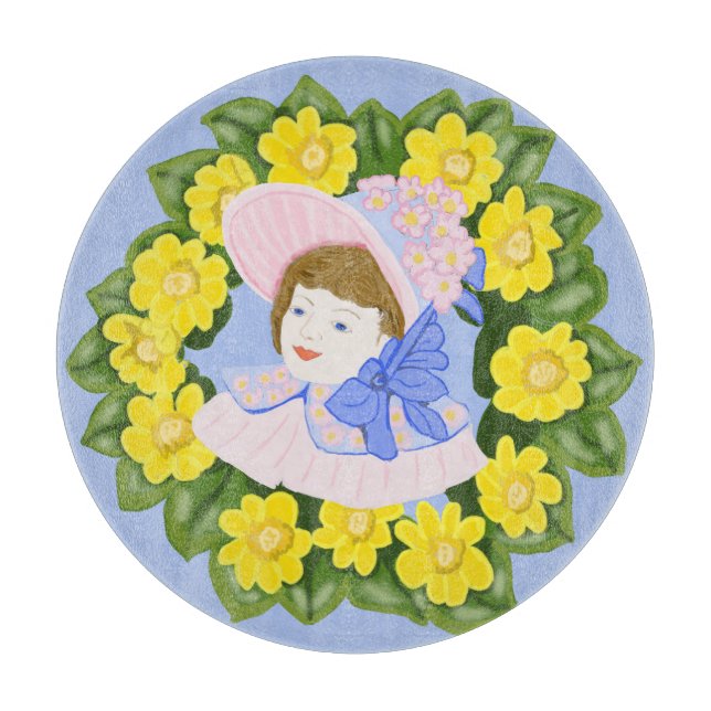 Girl in a Victorian Easter Bonnet  Cutting Board (Front)