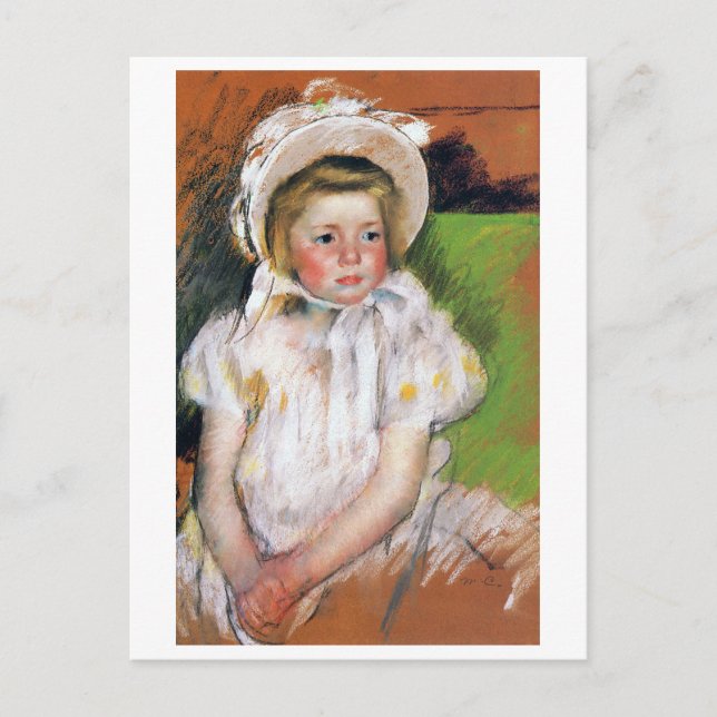 Girl in a White Bonnet, Mary Cassatt Postcard (Front)