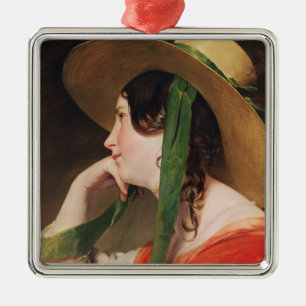 Girl in a Yellow Straw Hat, Metal Tree Decoration
