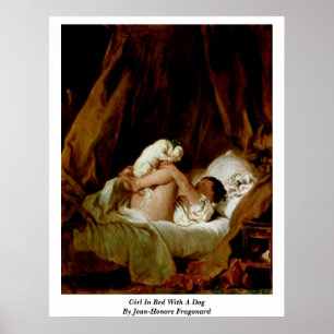 Girl In Bed With A Dog By Jean-Honore Fragonard Poster