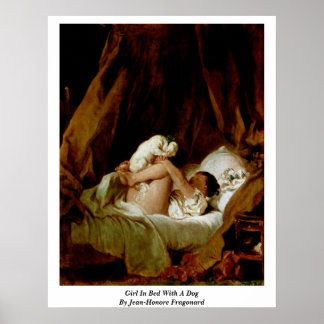 Girl In Bed With A Dog By Jean-Honore Fragonard Poster