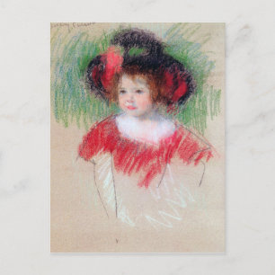 Girl in Big Bonnett and Red Dress, Mary Cassatt Postcard