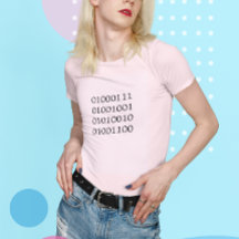 Girl in Binary Code Tee Shirt