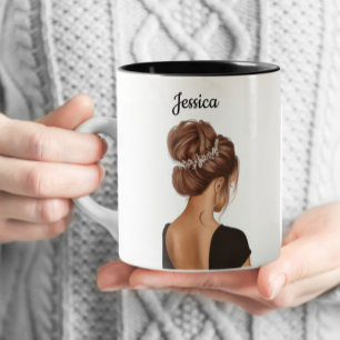 Girl in Black Personalised Custom Coffee Two-Tone Coffee Mug