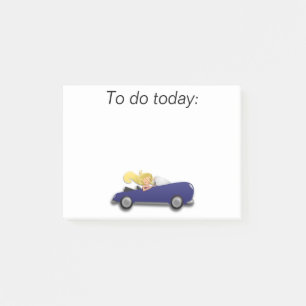 Girl in Blue Car Post It Note