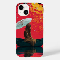 Girl in Boat Under Soft Light iPhone Case
