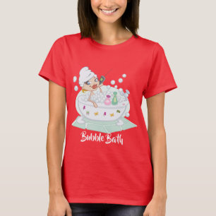 Girl In Bubble Bath Red T-Shirt
