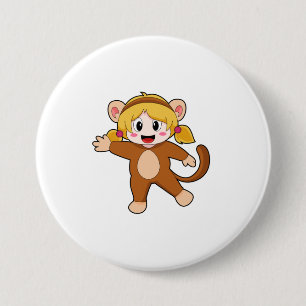 Girl in Costume as Monkey 7.5 Cm Round Badge