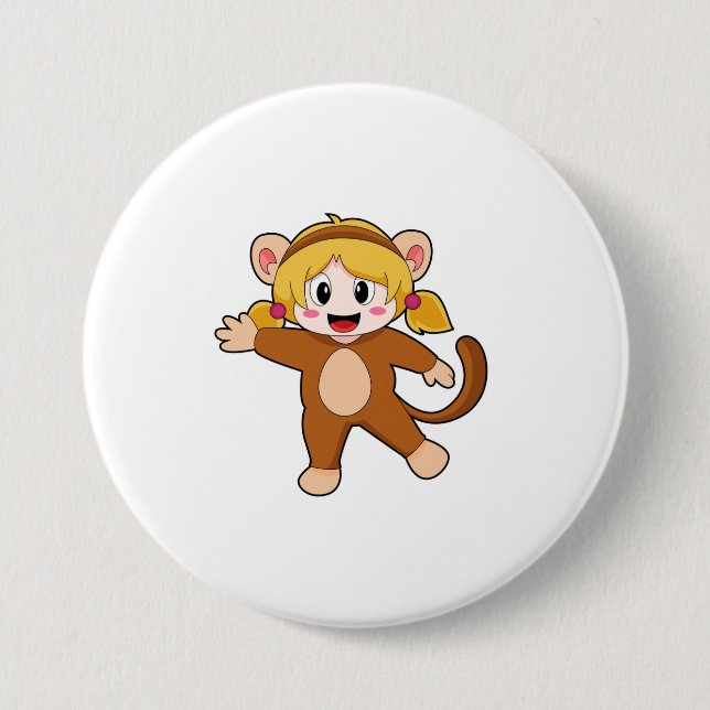 Girl in Costume as Monkey 7.5 Cm Round Badge (Front)