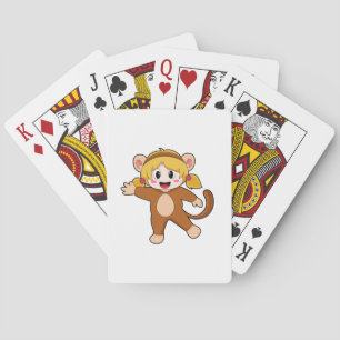 Girl in Costume as Monkey Playing Cards