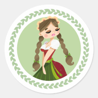 Girl in Dirndl Classic Round Sticker