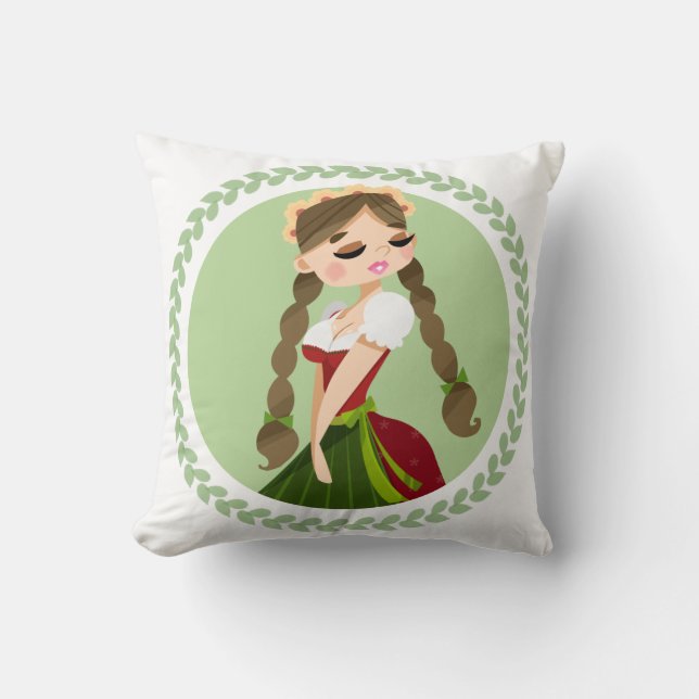 Girl in Dirndl Cushion (Front)