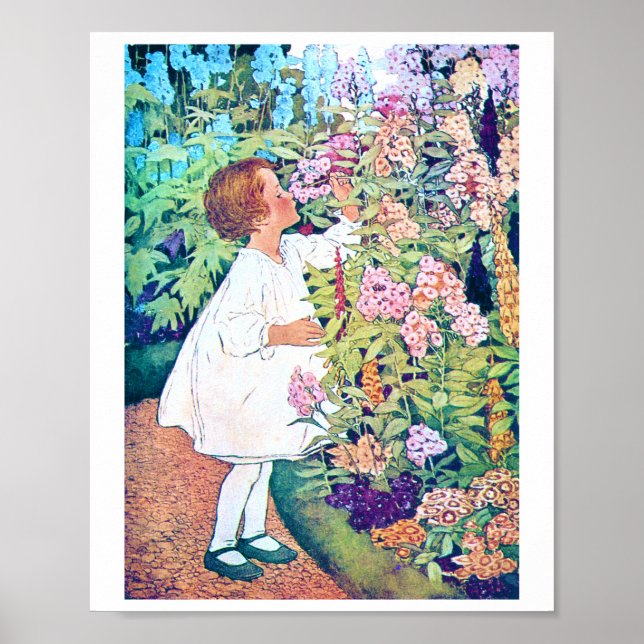 Girl in Flower Garden, Jessie Willcox Smith Poster (Front)