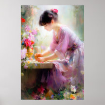 Girl in Flower Garden 