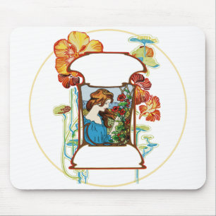 Girl in Garden Mouse Pad