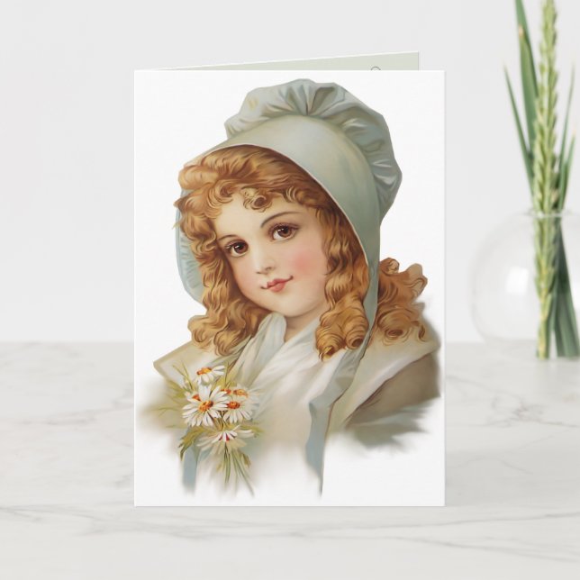 Girl in Green Bonnet Card (Front)