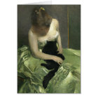 Girl in Green Dress with Black Cat