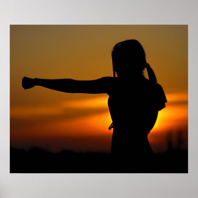 Girl in Karate Sunset Poster (Front)