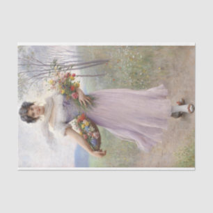 Girl in Lilac Coloured Dress With a Flower Bouquet Tissue Paper