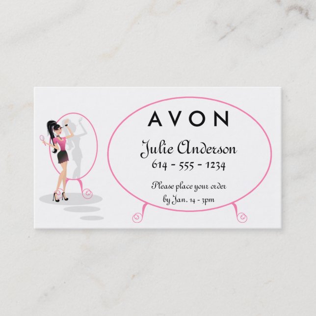 Girl in Mirror Makeup Salon Fashion Business Card (Front)