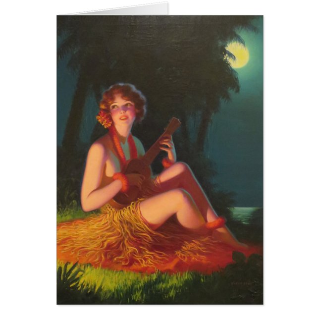 Girl in Moonlight with Banjo Ukulele (Front)