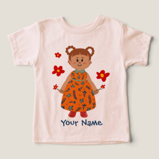 Girl In Orange Dress (Bunbraid) Custom Name Toddle
